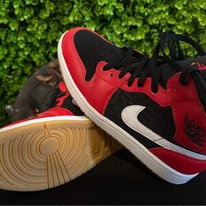 Red and Black High-Top Sneakers